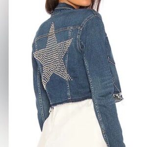 L'AGENCE Blue Jean Jacket with Silver Star Detail